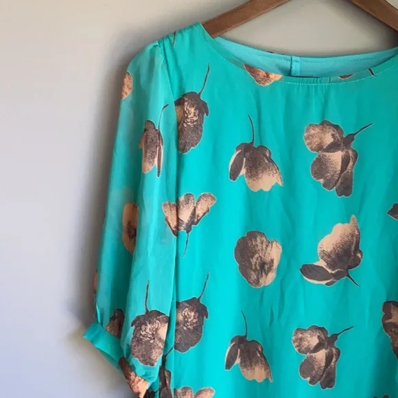 Everly Floral Shift Dress Teal S - Picture 4 of 7
